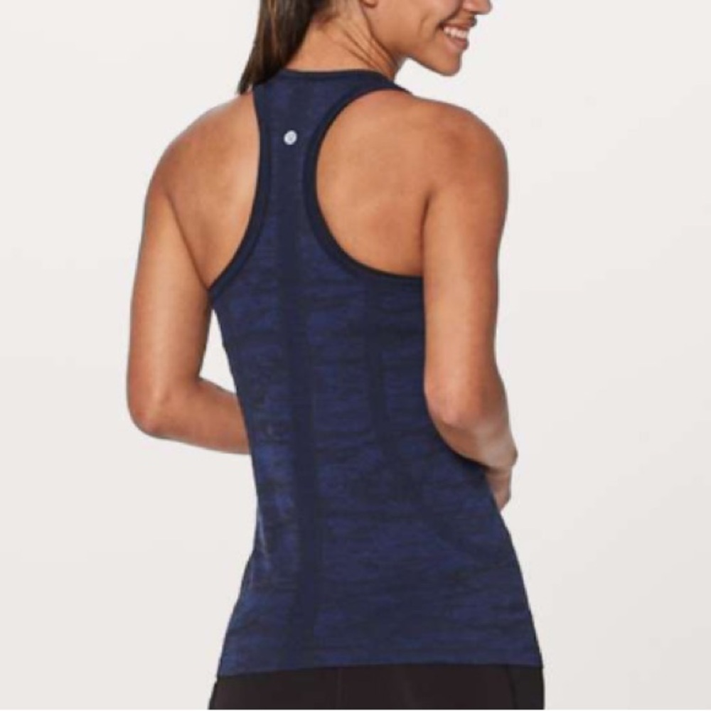 Lululemon run swiftly tech racerback blue black heather tank top 8